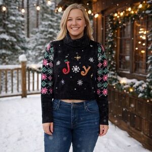 Holiday Time Ugly Christmas Sweater XXL 20 Joy Crop Festive Party Knit